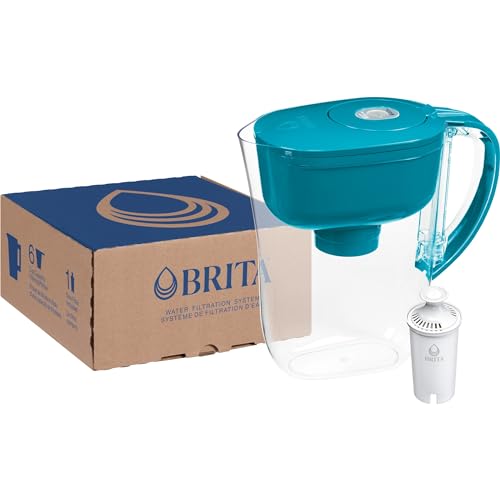 Brita - Jarra de filtro de agua para llave y agua potable con 1 filtro estándar, dura 2 meses, capacidad de 6 tazas, sin BPA, turquesa