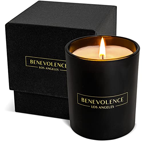 Benevolence LA Vela perfumada – Velas de aromaterapia – Velas aromáticas fuertes de cera de soja natural con vidrio negro mate en caja de regalo