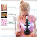 AmScope 120X-1200X 52 Piezas de microscopio para Principiantes para niños con microscopio de Cuerpo de Metal, Diapositivas de plástico, luz LED y Caja de Transporte