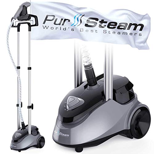 pursteam Full Size Garment Tela Steamer profesional heavy duty líder de la Industria 2.5 Litro (85 fl. oz.) tanque de agua de la Producción más de 60 min de vapor continuo con 4 Nivel vapor ajuste