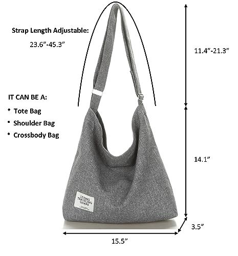 Covelin Bolso bandolera de lona retro de tamaño grande para mujer, bolso bandolera informal