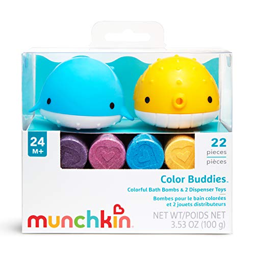 Munchkin® Color Buddies™ - Tabletas hidratantes para baño y 2 dispensadores de juguetes, 20 tabletas