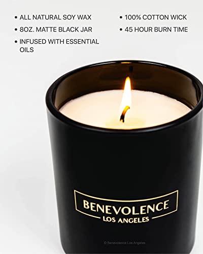 Benevolence LA Vela perfumada – Velas de aromaterapia – Velas aromáticas fuertes de cera de soja natural con vidrio negro mate en caja de regalo