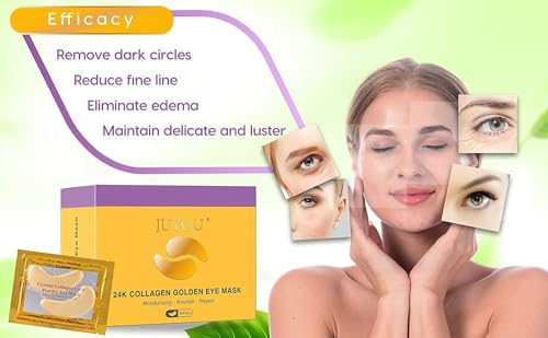 24k Gold Eye Mask, Collagen Eye Mask Pads, Dark Circle Eye Treatment, Under Eye Mask Gold, Under Eye Patches, Hydrogel Eye Patch, Eye Gel Mask(30 Pairs)