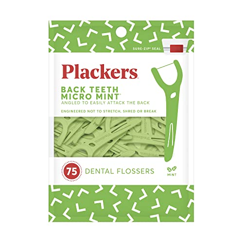 Plackers Púas de hilo dental micro menta para dientes traseros
