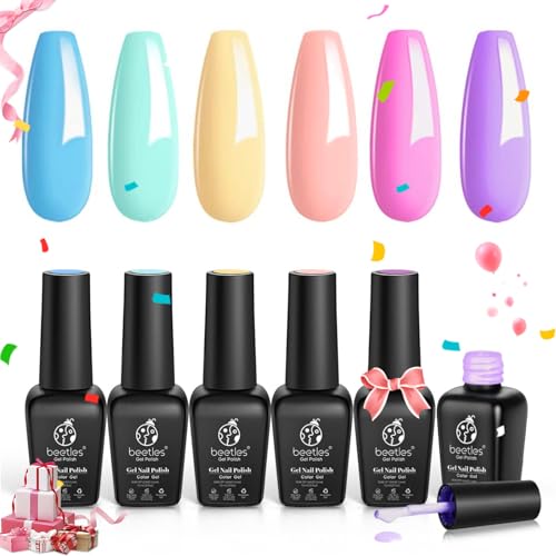 Beetles Gel Nail Polish, Unicorn Collection Pastel Color Soak off Nail Gel Polish Baby Blue Yellow Nail Polish Purple Gel Polish Spring into Summer Pastel Collection, Best Easter Nail Art Gifts