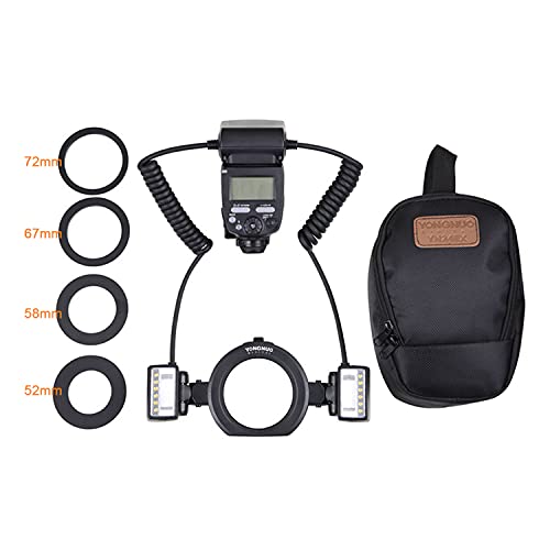 YONGNUO YN-24EX Macro Ring Flash Speedlite with 2 Flash Head 4 Adapter Rings for Canon, with MicroFiber Cloth