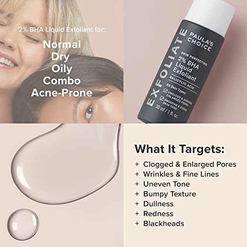 Paula's Choice Skin Perfecting - Líquido salicílico exfoliante 2% BHA, exfoliante facial para puntos negros, poros grandes, arrugas y líneas finas