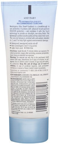 Neutrogena Ultra Sheer Dry-Touch Sunblock SPF 30 for Unisex Sunblock 3 oz