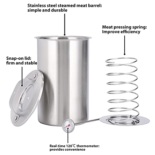 Máquina de jamón de acero inoxidable, prensa de carne con termómetro y 20 bolsas de cocina, olla de jamón a presión para carne casera