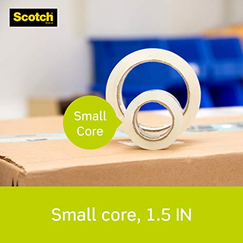 Scotch Sure Start cinta de embalaje, 6 rollos con dispensador, 4,8 x 22,2 yardas, núcleo de 2 pulgadas, ideal para embalar, enviar y mover, transparente (145-6)