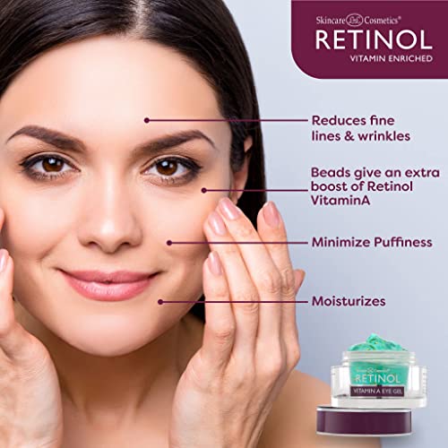 Retinol Vitamin A Eye Gel – Anti-Wrinkle Treatment Minimizes Signs of Aging, Puffiness & Dark Circles Around Eyes – Extra Boost of Retinol From Micro-Beads Restores Tone & Elasticity to Eye Area