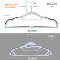 FSUTEG - Perchas de plástico para ropa, 50 unidades, resistentes, para ahorrar espacio, antideslizantes, color gris
