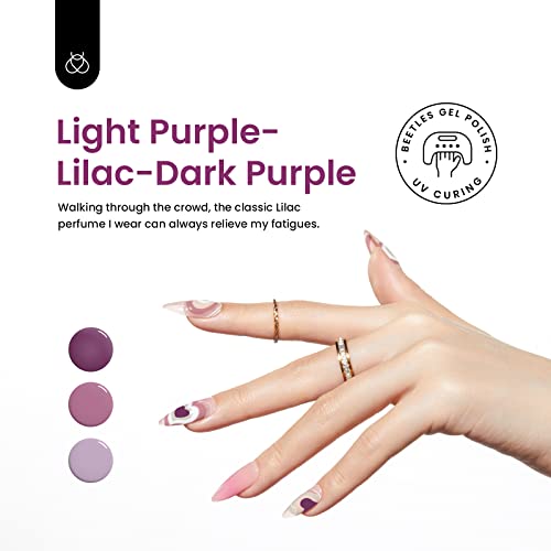 Beetles 4 Colors Purple Glitter Gel Nail Polish Set - Lilac Mauve Gel Polish Kit Purple Nail Polish Soak Off LED Lamp Gel Nail Kit Vanish Manicure DIY Home Christmas New Year Holiday Set