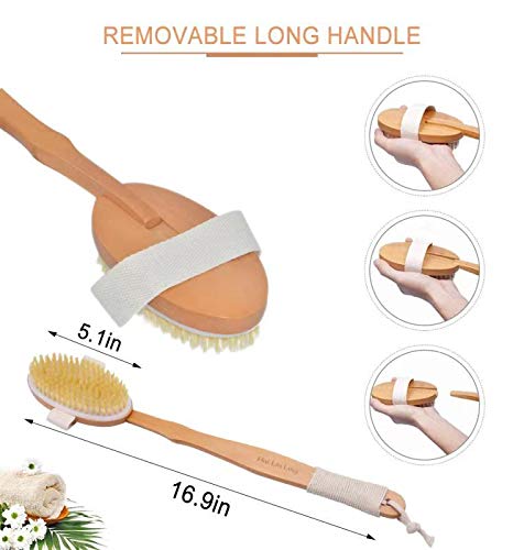 Dry Brushing Body Brush, Dry Brush Natural Bristle Removable Long Handle Antiskid Rope Dry Brush Skin Remove Dead Skin And Toxins, Cellulite Treatment