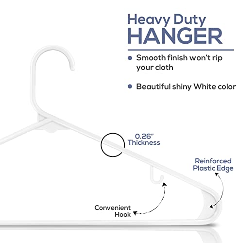 Utopia Home Perchas de plástico Blanco – Durable & Slim – Ideal para organizar armarios – Elegante y Simple Mirada Perchas