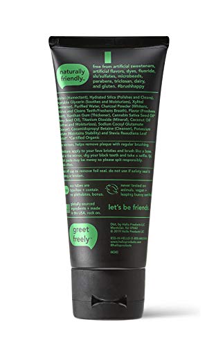Hello Oral Care Activated charcoal + hemp sls free whitening toothpaste and black bpa-free toothbrush