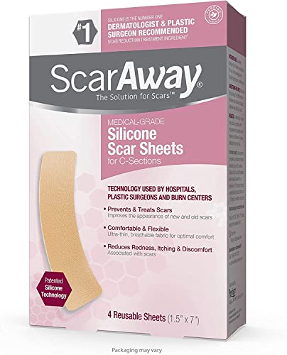 ScarAway C-Section Scar Treatment Strips, Silicone Adhesive Soft Fabric (7 X 1.5 Inch) by ScarAway