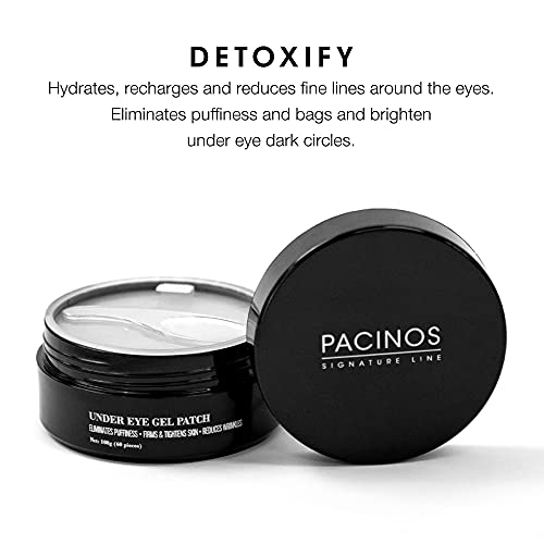 Pacinos Parches de gel debajo de los ojos – elimina la hinchazón, suaviza las arrugas, ilumina bajo la oscuridad de los ojos, reafirma y aprieta la piel con vitamina E y B5, promueve el colágeno, orgánico, 60 piezas