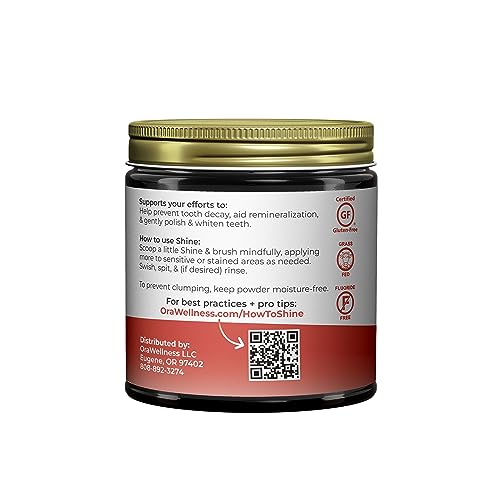 OraWellness Shine Remineralizing Natural Teeth Whitening Powder, Tooth Stain Remover and Polisher With Kaolin Clay Powder, Cinnamon