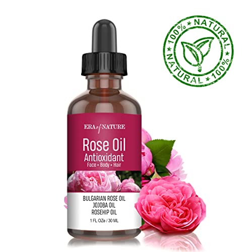 Hera Nature Rose Antioxidant Bulgarian Essential Oil, 100% Pure, in Jojoba & Rosehip Oil, Therapeutic Grade (USA) 30ML(1oz)