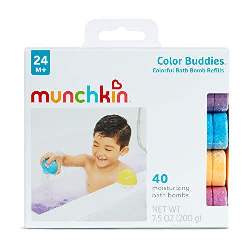 Munchkin Color Buddies Humectante Agua de Baño Color Tabletas y Dispensador de Juguetes, 20 Tabletas