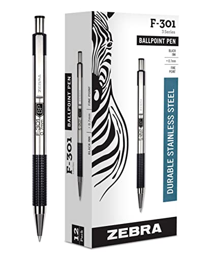 Zebra F-301 Bolígrafo retráctil de acero inoxidable