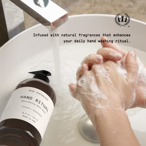Muse Bath Apothecary Hand Ritual - Jabón de manos aromático y nutritivo, 16 oz, impregnado con aceites esenciales naturales