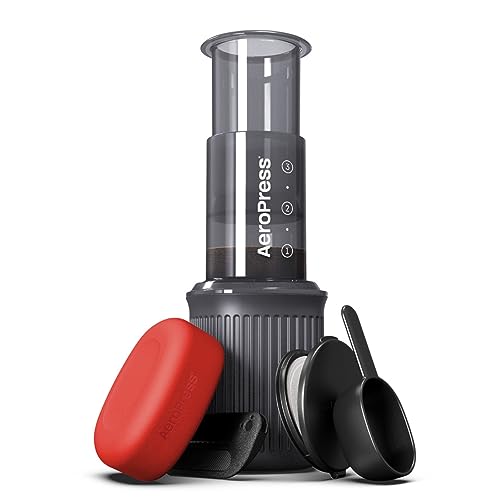 Aeropress Go Kit portátil de prensa de café de viaje, 1-3 tazas en un minuto, café, espresso y máquina de preparación fría, máquina de café manual para viajes, incluye taza y tapa