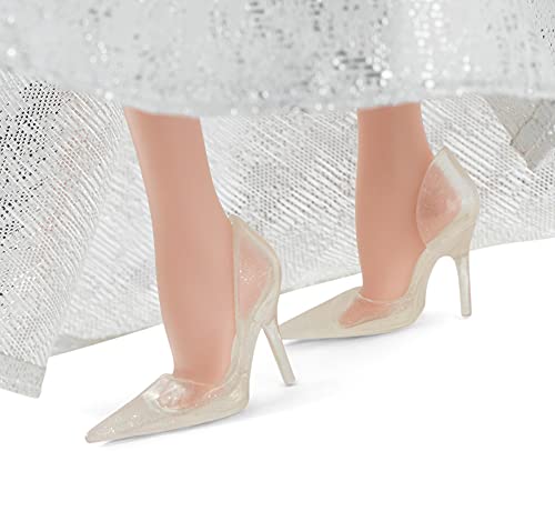 Barbie Muñeca Festiva Signature 2021 (12 Pulgadas, Cabello Rubio Ondulado) en Vestido Plateado, con Soporte para muñeca y Certificado de autenticidad, Regalo para niños de 6 años en adelante