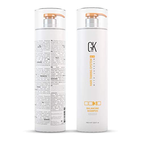 GK HAIR Global Keratin Balancing Shampoo (33.8 Fl Oz/1000ml) For Oily & Color Treated Hair Deep Cleansing, Restores pH Levels Ideal for Over-Processed and Environmentally Stressed Hair