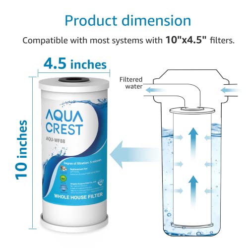 AQUACREST FXHTC Filtro de agua, filtro de agua para toda la casa, filtro de agua de pozo, repuesto para GE FXHTC, GXWH40L, fontanero americano W10-PR, Culligan RFC-BBSA, W10-BC, filtros de carbono, 5 micras