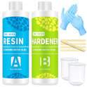 Kit de resina epoxi de resina de arte transparente, kit de 2 piezas, kit de resina de fundición y revestimiento, resina de joyería de vidrio con tazas de medición adicionales, esparcidores y guantes
