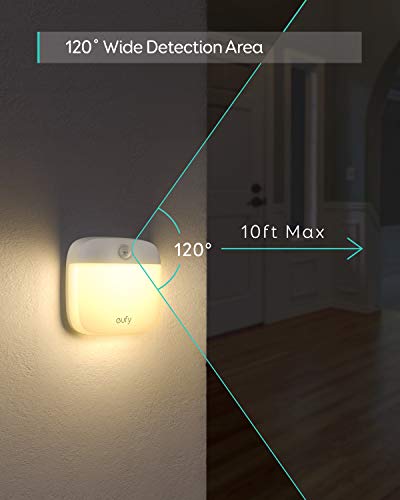 Eufy Lumi - Luz nocturna adhesiva de segunda generación LED blanca cálida, sensor de movimiento, recámara, baño, cocina, pasillo, escaleras, eficiencia energética, compacto, paquete de 3