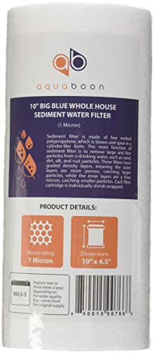 aquaboon 2pp-10b, 1micron Big toda la casa filtro de sedimentos de agua, 10-Inch, azul, paquete de 2