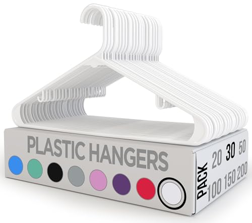Utopia Home Perchas de plástico Blanco – Durable & Slim – Ideal para organizar armarios – Elegante y Simple Mirada Perchas