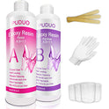 Puduo - Kit de resina epoxi para arte, joyas, manualidades, recubrimiento, 4 unidades de vasos graduados, 3 palos, 1 par de guantes de goma