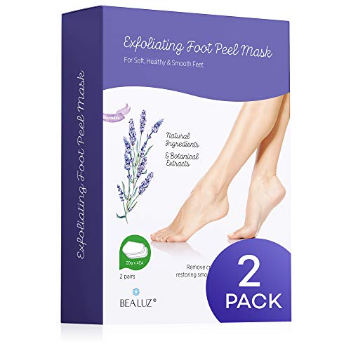 2 Pairs Foot Peel Mask Exfoliant for Soft Feet in 1-2 Weeks, Exfoliating Booties for Peeling Off Calluses & Dead Skin, For Men & Women Lavender by Bea Luz