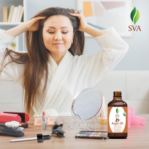 SVA Organics Aceite natural puro de 4 onzas para el cuidado de la piel, cara, cabello, masaje corporal, champú, labios, cabello, uñas, acondicionador, loción, suero facial, aromaterapia