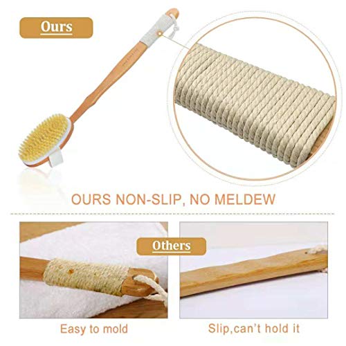 Dry Brushing Body Brush, Dry Brush Natural Bristle Removable Long Handle Antiskid Rope Dry Brush Skin Remove Dead Skin And Toxins, Cellulite Treatment