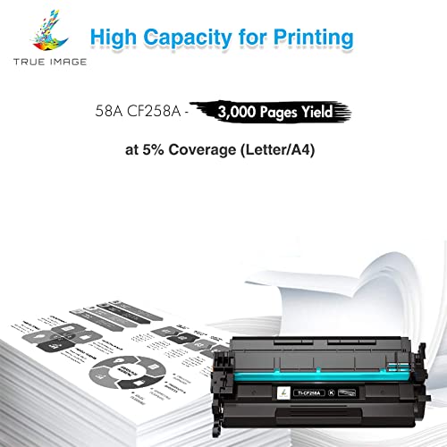 TRUE IMAGE Cartucho de tóner Compatible para HP 58A CF258A 58X CF258X M428fdw HP Laserjet Pro M404n M404dn M404dw MFP M428fdn M428dw M304 M404 M428 (Negro, 2 Unidades)