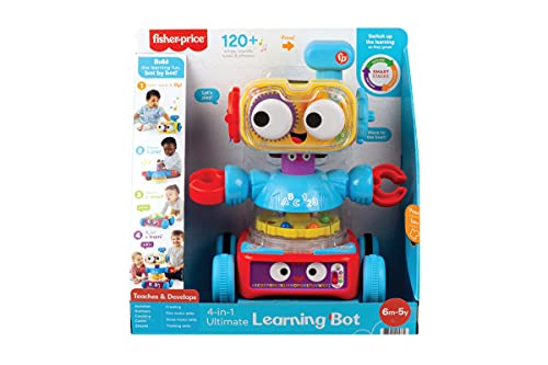 Fisher-Price Robot de Juguete de Aprendizaje para bebés y niños pequeños con Luces, música y Contenido de escenarios Inteligentes, 4 en 1 Ultimate Learning BOT