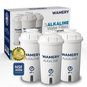 Wamery Filtro de agua de repuesto, paquete de 3 Compatible con jarra. Sistema de cartucho ionizador y purificador. Certificado NSF ANSI. Reduce el cloruro, metales duros del llave de la cocina.