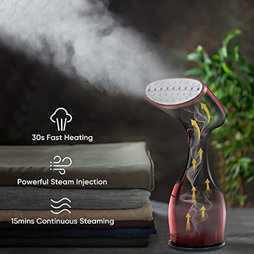 AEMEGO Vaporizador de ropa portátil portátil de viaje con depósito de agua de 300 ml, 30 segundos de calentamiento rápido y apagado automático de vapor para ropa hogar