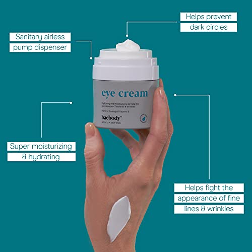 Baebody Crema de ojos con rosa mosqueta e hibisco para reducir la hinchazón y las ojeras mientras mejora la elasticidad, 1.7 onzas