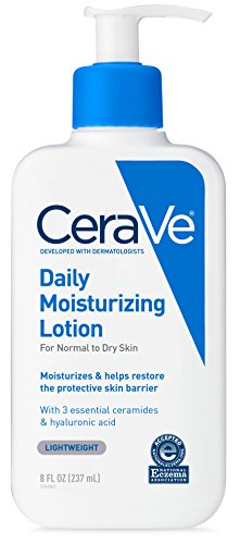 CeraVe Loción hidratante diaria | 8 oz | Loción facial y corporal para piel seca con ácido hialurónico | Sin fragancia