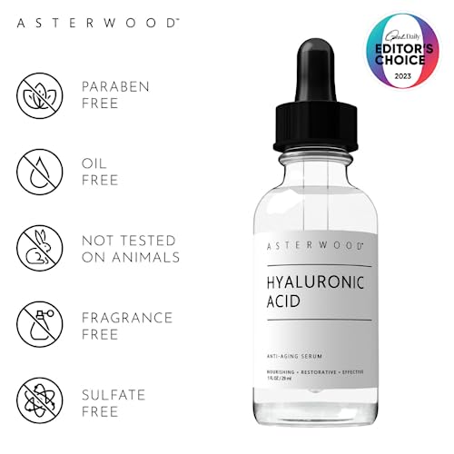 MATRIXYL 3000 4 oz Serum with Organic Hyaluronic Acid - Official Sederma Matrixyl 3000 - Anti Aging, Anti Wrinkle - Collagen Boost - ASTERWOOD NATURALS - Clear Glass Bottle