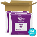 Poise Maximum Absorbency Incontinence Pads, Regular, 96 Piezas