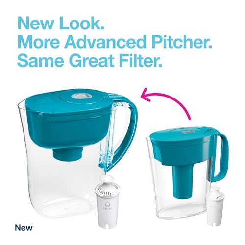 Brita - Jarra de filtro de agua para llave y agua potable con 1 filtro estándar, dura 2 meses, capacidad de 6 tazas, sin BPA, turquesa