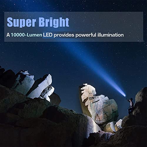 YIERBLUE Foco recargable, superbrillante, 6000 lúmenes, linterna LED de mano, foco de 10000 mAh, larga duración, linterna de búsqueda y linterna de camping